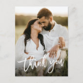 Moderne Script 2 Foto Huwelijks Dankjewel Briefkaart (Voorkant)