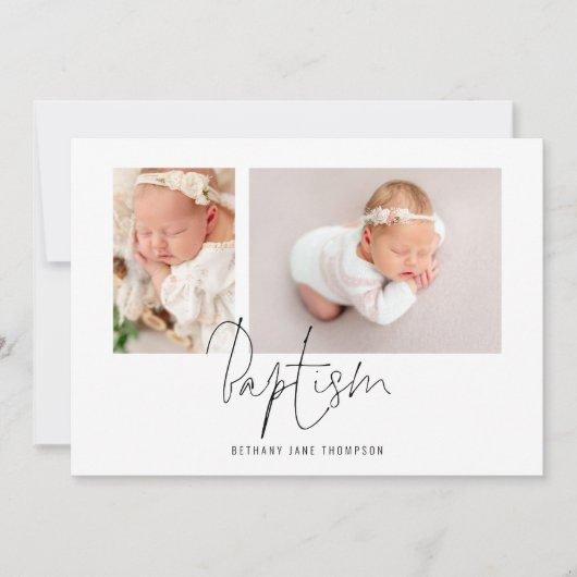 Moderne Script 2 Fotobaptisme Kaart (Voorkant)