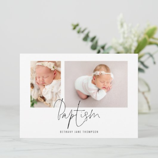 Moderne Script 2 Fotobaptisme Kaart (Staand voorkant)