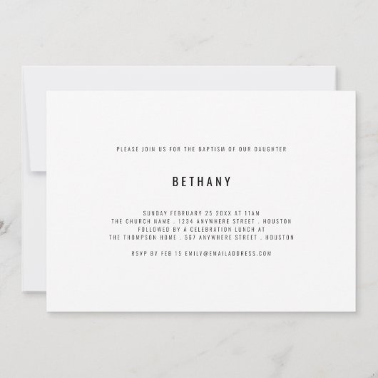 Moderne Script 2 Fotobaptisme Kaart (Achterkant)