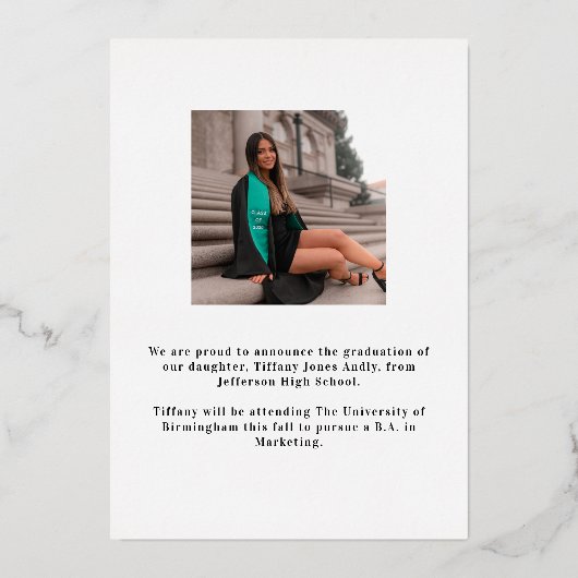 Moderne Script 2 Foto's Afstudeer Aankondiging (Achterkant)