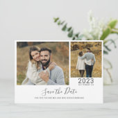 Moderne Script 2 Foto's Save The Date (Staand voorkant)