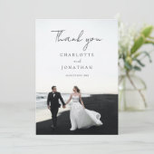Moderne Script 2 Foto's Weddenschap Hartelijk dank Bedankkaart (Staand voorkant)