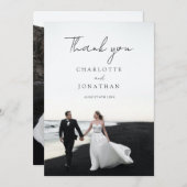 Moderne Script 2 Foto's Weddenschap Hartelijk dank Bedankkaart (Voorkant / Achterkant)