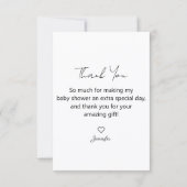 Moderne Script 3 Foto Baby Shower Bedankkaart Kaart (Achterkant)