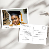 Moderne Script 3 Foto's Bedankje Afstuderen Briefkaart