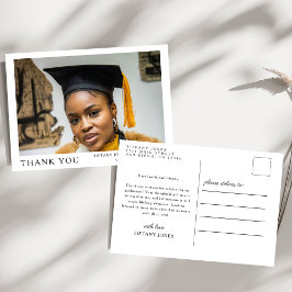 Moderne Script 3 Foto's Bedankje Afstuderen Briefkaart