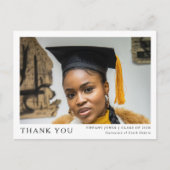 Moderne Script 3 Foto's Bedankje Afstuderen Briefkaart (Voorkant)