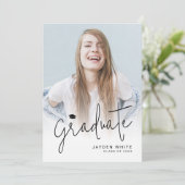 Moderne Script 4 Foto Afstudeer Uitnodiging (Staand voorkant)