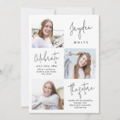 Moderne Script 4 Foto Afstudeer Uitnodiging (Achterkant)