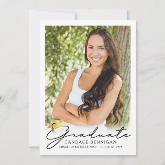 Moderne Script 4 Foto Graduatie Aankondiging (Voorkant)