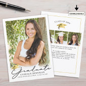 Moderne Script 4 Foto Graduatie Aankondiging