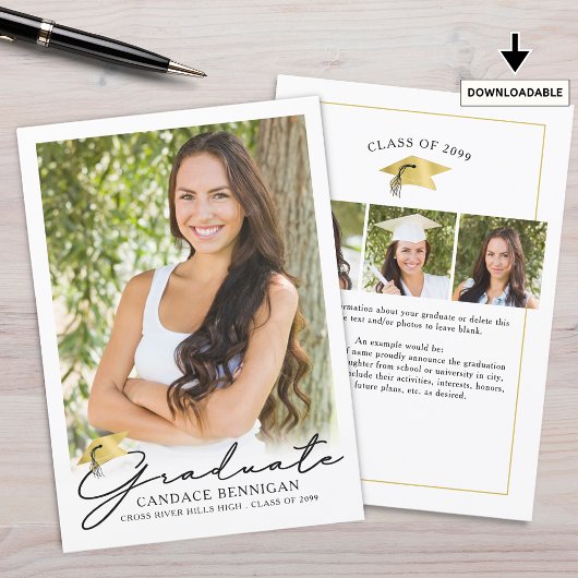 Moderne Script 4 Foto Graduatie Aankondiging