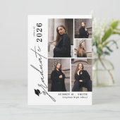 Moderne Script 8 Foto Afstudeersaffiche Kaart (Staand voorkant)
