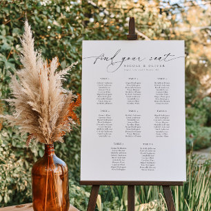 Moderne Script 8 Tafels Welkom Zitplaatsenkaart Poster