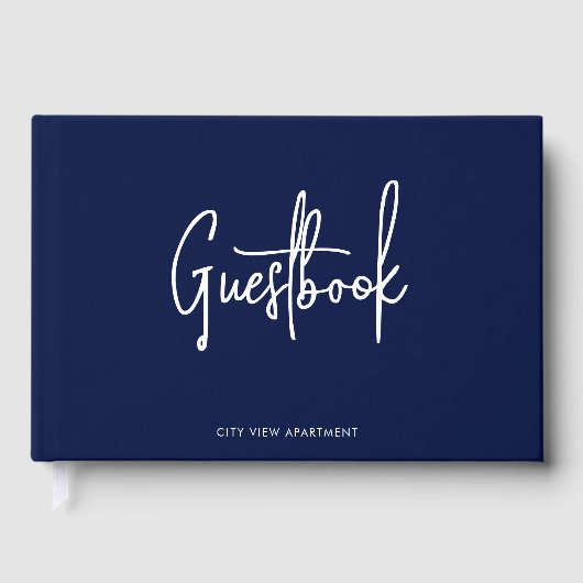 Moderne script aangepaste kleur minimalistisch gastenboek (Voorkant)