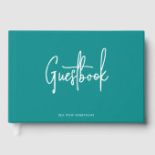 Moderne script aangepaste kleur minimalistisch gastenboek (Voorkant)