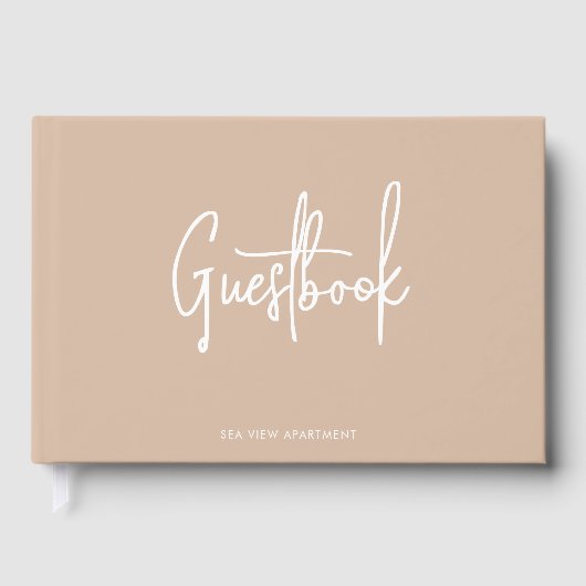 Moderne script aangepaste kleur minimalistisch gastenboek (Voorkant)