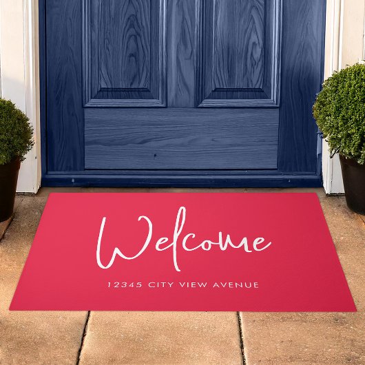 Moderne Script Aangepaste Kleur Minimalistisch Wel Deurmat