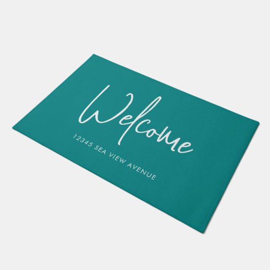 Moderne script aangepaste kleur minimalistische we deurmat (Schuin)