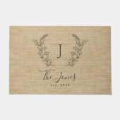 Moderne script, aangepaste monogram van familie me deurmat (Voorkant)