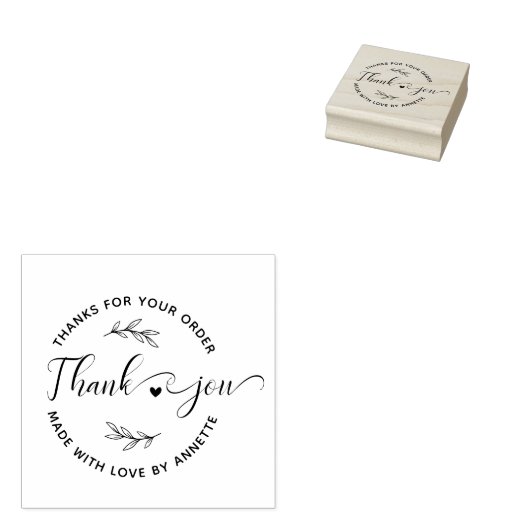 Moderne script aangepaste naam ronde bedankjes han rubberstempel (Gestempeld)