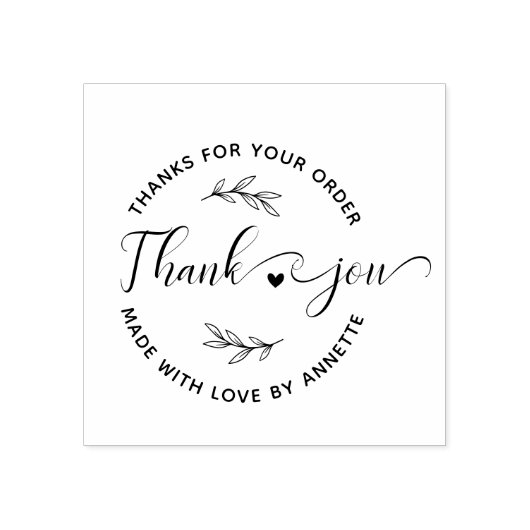 Moderne script aangepaste naam ronde bedankjes han rubberstempel (Afrduk)