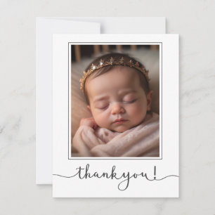 Moderne script aangepaste pasgeboren baby foto dan kaart