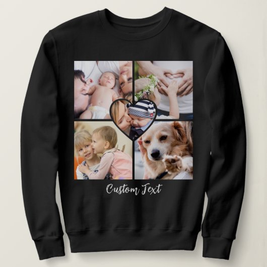 Moderne script aangepaste tekst met foto collage h trui (Design voorkant)
