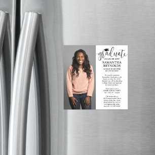 Moderne Script Afgestudeerde 1 Foto Vierkant Afstu Magnetische Uitnodiging