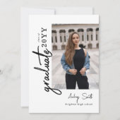 Moderne Script Afgestudeerde 3 Foto Afstuderen Kaart (Voorkant)