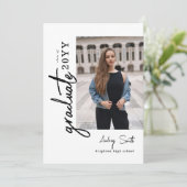 Moderne Script Afgestudeerde 3 Foto Afstuderen Kaart (Staand voorkant)