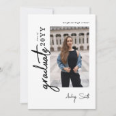 Moderne Script Afgestudeerde 3 Foto Afstuderen Kaart (Voorkant)