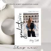 Moderne Script Afgestudeerde 3 Foto Afstuderen Kaart