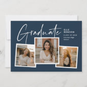 Moderne Script Afgestudeerde Foto Collage Afstuder Kaart (Voorkant)