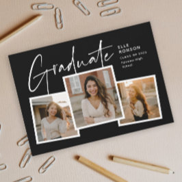 Moderne Script Afgestudeerde Foto Collage Afstuder Kaart
