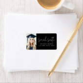 Moderne script afgestudeerde foto zwart retouradre etiket (Insitu)