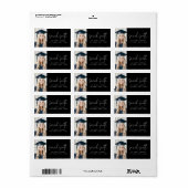 Moderne script afgestudeerde foto zwart retouradre etiket (Full Sheet)