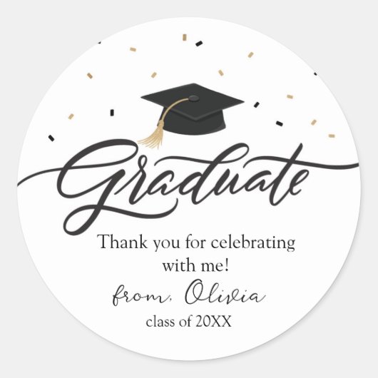 Moderne Script Afstudeer Bedankt Sticker (Voorkant)