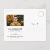 Moderne Script Afstudeer Eenvoudige Foto Afstudere Uitnodiging Briefkaart (Achterkant)