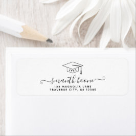 Moderne script afstudeer retouradreslabels etiket