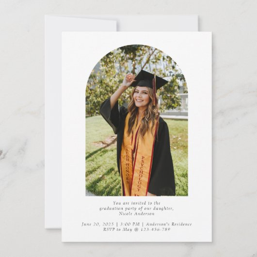 Moderne Script Afstudeerboog 2 Foto Kaart (Achterkant)