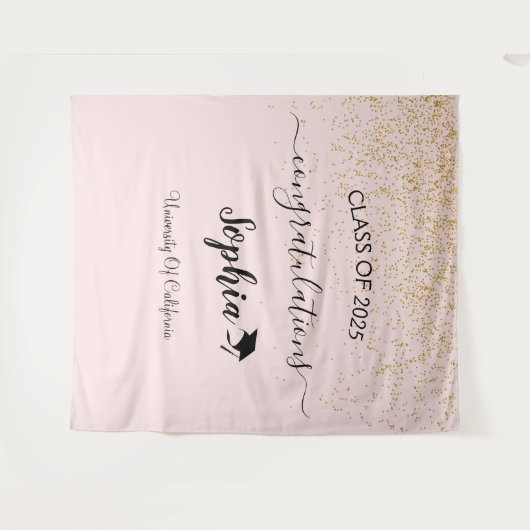 Moderne Script Afstudeerfeest Achtergrond | Afgest Wandkleed (Voorkant (horizontaal))