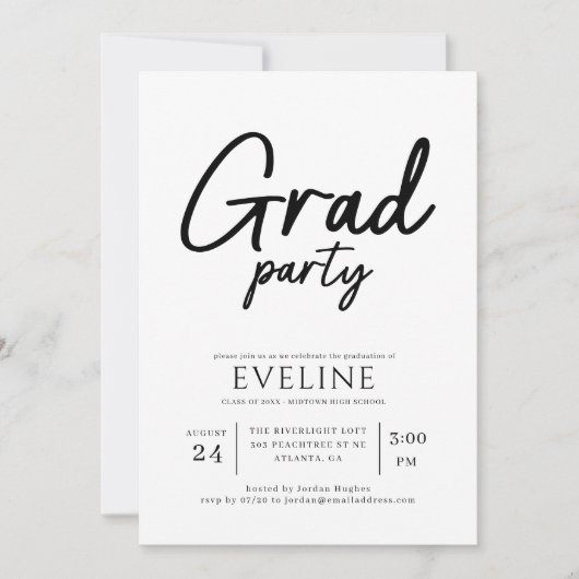 Moderne Script Afstudeerfeest Afstuderen Kaart (Voorkant)