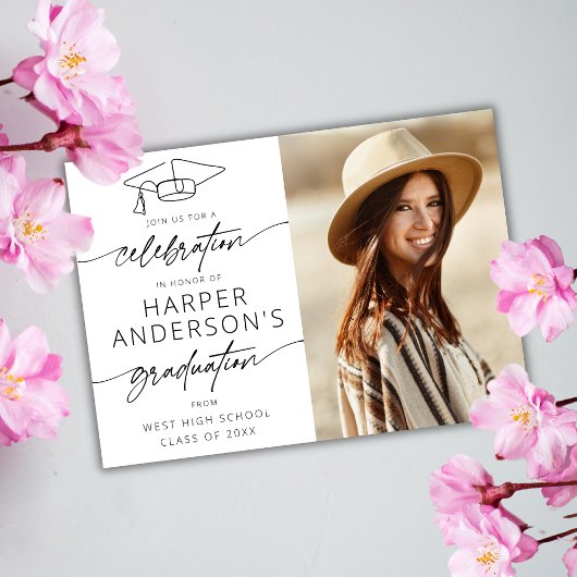 Moderne Script Afstudeerfeest Feest Foto  Kaart