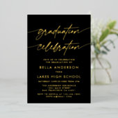 Moderne Script Afstudeerfeest Foto Folie Uitnodiging (Staand Voorkant)