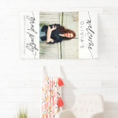 Moderne Script Afstudeerfeest Foto Welkom  Spandoek (Insitu)