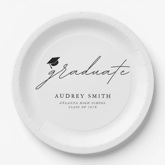 Moderne Script Afstudeerfeest Servetten Papieren Bordje (Voorkant)