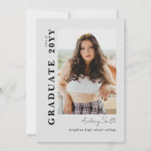 Moderne Script Afstudeerfoto 2 Grijs Afstuderen Kaart (Voorkant)