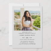 Moderne Script Afstudeerfoto 2 Grijs Afstuderen Kaart (Achterkant)